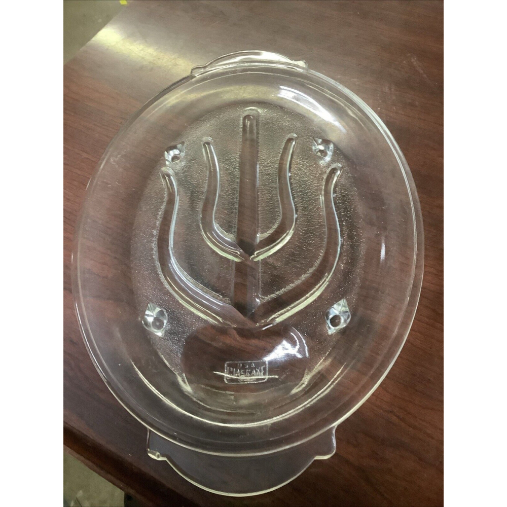 GlasBake #380 Tree & Well 9" x 13" Clear Glass Serving Platter for Meat, Poultry